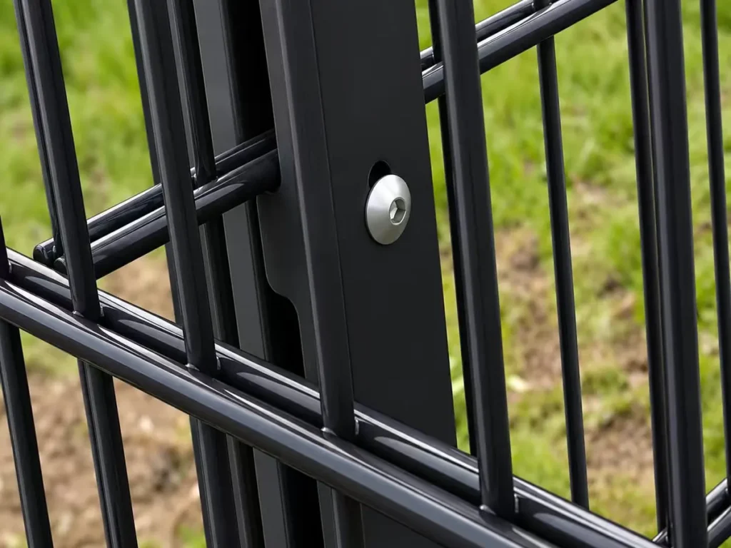 Panels held by a full-height clamp bar and security bolt