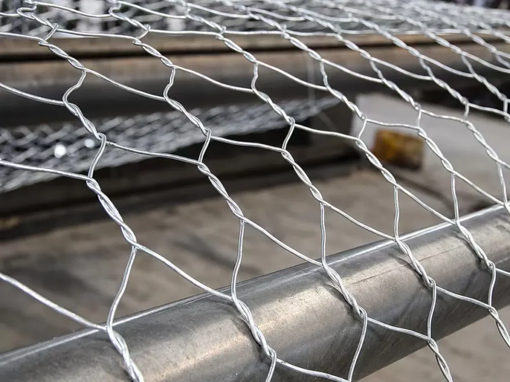 Double-twisted hexagonal mesh: each joint is twisted three times