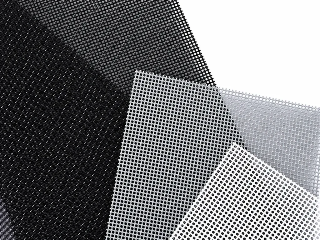 Security screen mesh in black, grey and white powder coatings