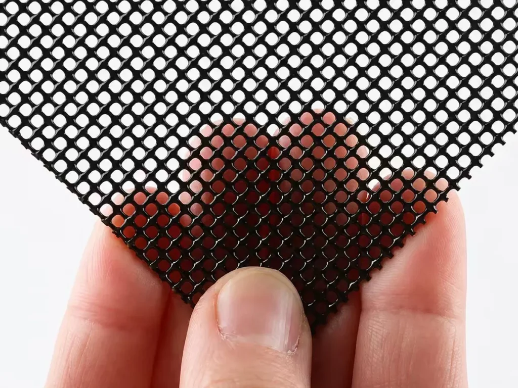 Black security mesh with round-hole finish