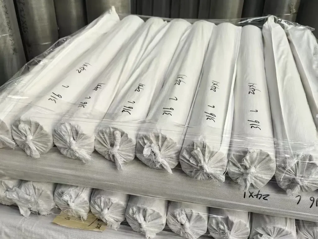 316L rolls wrapped in woven bags and stretch film